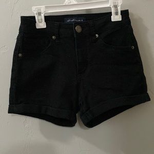 Black Aeropostale High Waisted Midi Jean Shorts